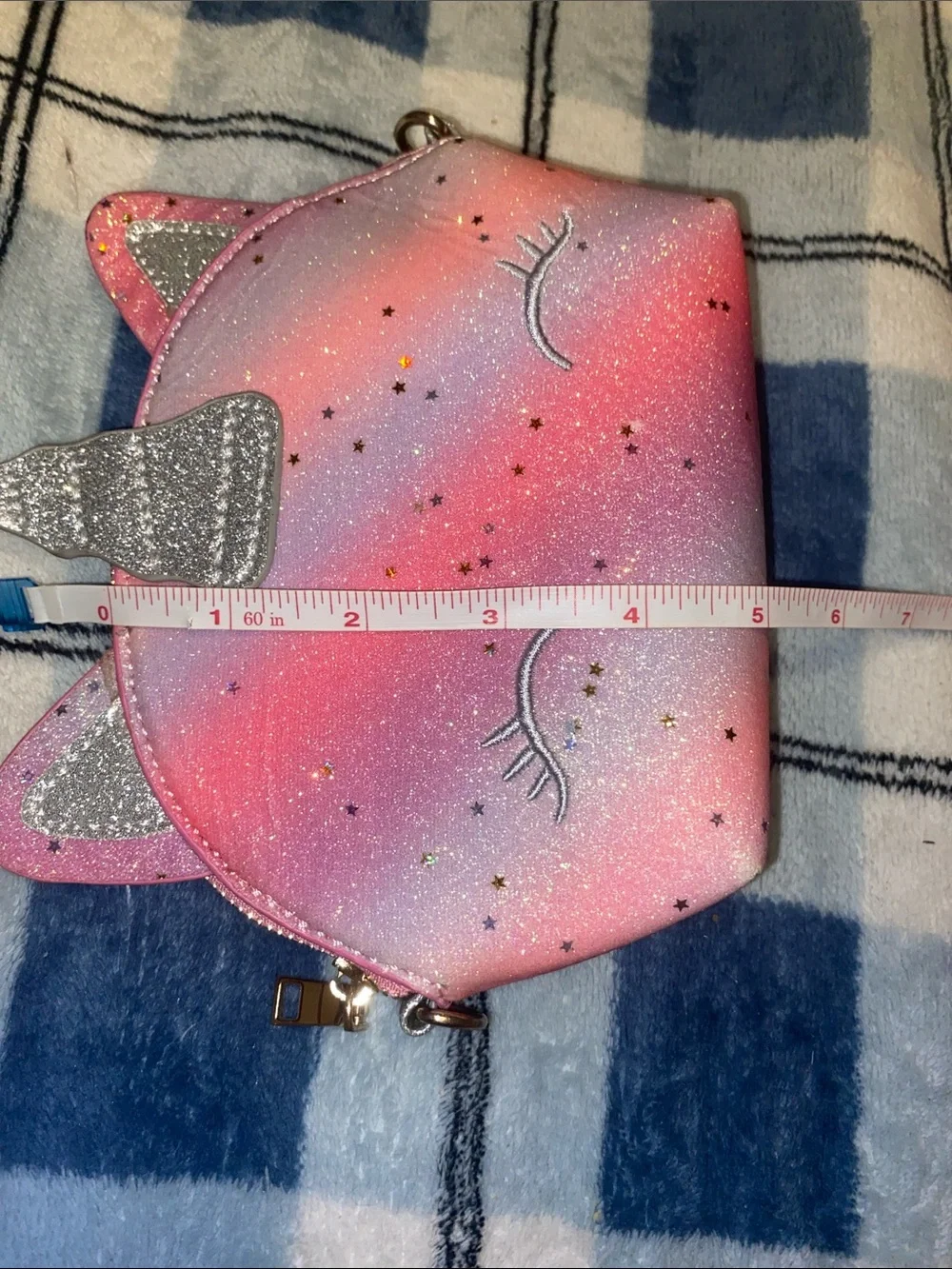 Kids Pink Gradient Unicorn Crossbody Bag with Silver Accents